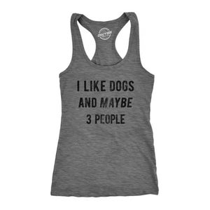 Camiseta sin mangas de fitness para mujer me gustan los perros y quizás 3 personas gráfica divertida mascota - Imagen 1 de 6