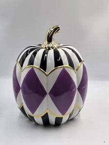 TK MAXX Homesense Halloween Ceramic Harlequin Colourful Large Pumpkin - Picture 1 of 3