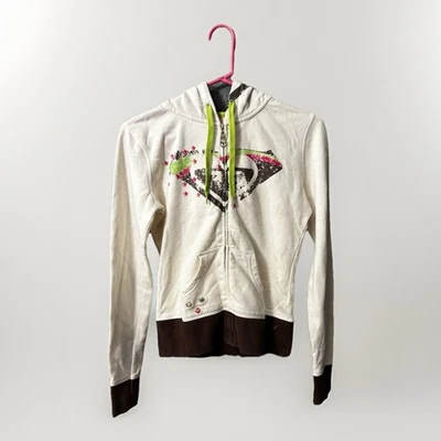 Roxy Quiksilver Skater Surfer XS Cropped Hoodie Sweatshirt Vintage Y2K 90s - Image 1 of 4