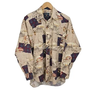 Camisa Vintage Chaps Ralph Lauren Western Tartán Mapa Estampado M Estilo EE. UU. Vaquero Años 90 - Imagen 1 de 8