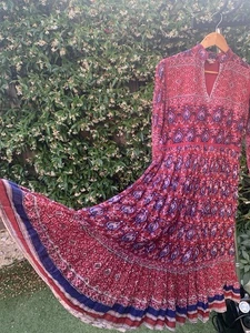 Vestido Indio Vintage Años 70 Algodón Gasa Caftán Hippy Boho Rojo S 8 10 Estilo Phool - Imagen 1 de 11