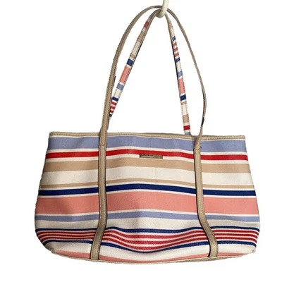 Dana Buchman Vegan Faux Leather Tote Summer Red/White/Blue - Image 1 of 4