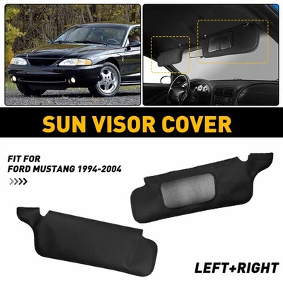 Par de cubiertas parasol para reparación aptas para Ford Mustang 1994-2004 repuesto cuero negro Foto 1 de 4