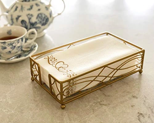 Gold Elegant Sturdy Guest Napkin Holder Disposable Paper Hand Towel Storage Tray