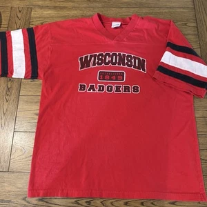 Vintage Cadre Sport Shirt Herren XXL Wisconsin Badgers rot schwarz Baumwolle V-Ausschnitt - Bild 1 von 9