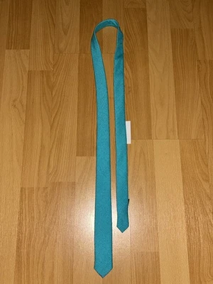 Vintage 1980s New Wave Bright Turquoise Super Skinny Punk Rocker Tie 1.5" Narrow - Image 1 of 4