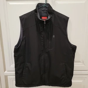 Izod Windbreaker Vest Mens Sz XL Black Lightweight Soft Shell Fleece Lining Zip - Picture 1 of 17