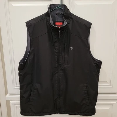 Izod Windbreaker Vest Mens Sz XL Black Lightweight Soft Shell Fleece Lining Zip - Image 1 of 4