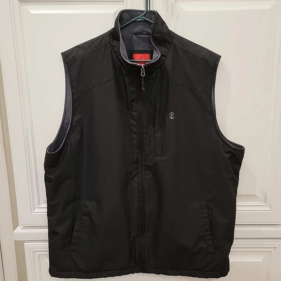 Izod Windbreaker Vest Mens Sz XL Black Lightweight Soft Shell Fleece Lining Zip - Image 1 of 4