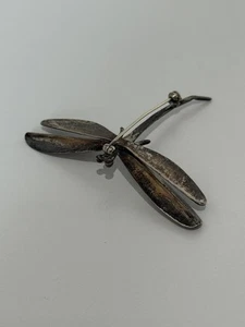 Taxco 925 Sterling Silber Libelle Brosche Anstecknadel Mexiko 12g strukturierte Flügel signiert - Bild 1 von 7