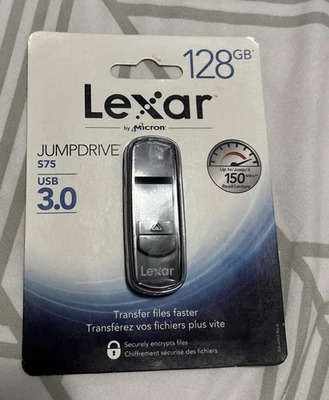 Lexar by Micron 128GB JumpDrive S75 USB 3.0 Flash Drive 150MB/s RB16571 - Sealed - Image 1 of 2