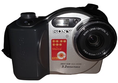 Sony Mavica MVC-CD350 Digital Camera 3.2MP 3x Zoom Tested w/Case,Charger, Cables - Image 1 of 4