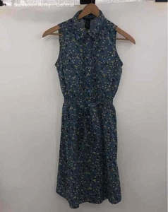 Millenium Womens Blue Floral Sleeveless Button Front Fit & Flare Dress Size S - Picture 1 of 6