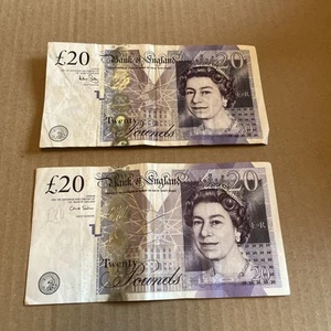 2 x Queen Elizabeth £20 Paper Note 2006 Bank of England Adam Smith. EG & HA. - Bild 1 von 13