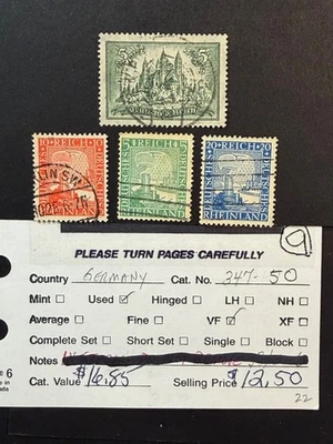 Alemania # 347 - 350 Usado* 2024 Scott Catálogo Valor $16,85 Foto 1 de 2