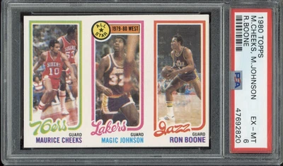 1980 Topps Basketball Maurice Cheeks Magic Johnson Ron Boone EX-MT PSA 6 - Image 1 of 2