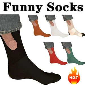 1Pair of Socks For Men Novelty Joke Funny Gag Prank Printing Gift Holiday - Picture 1 of 23