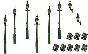 DCC Concepts LML-VPGGR 6 x 4mm Scale 00 Gauge LED Gas Lights Green + 2 Wall Lamp - Picture 1 of 11