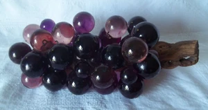 Large Purple Lucite Grape Driftwood Cluster Centerpiece MCM 30+ Grapes 15" - Picture 1 of 15