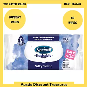 Sorbent Silky White Flushable Wipes 80 Pack - Picture 1 of 4