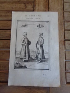 Gravure couple TURC costumes tiré de Description de l'Univers par Mallet - 1683 - Imagen 1 de 1