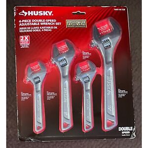 NEW Husky Adjustable Wrench Set Double-Speed 4-pc. 4 Piece  6 in. 8 in. 10 in.