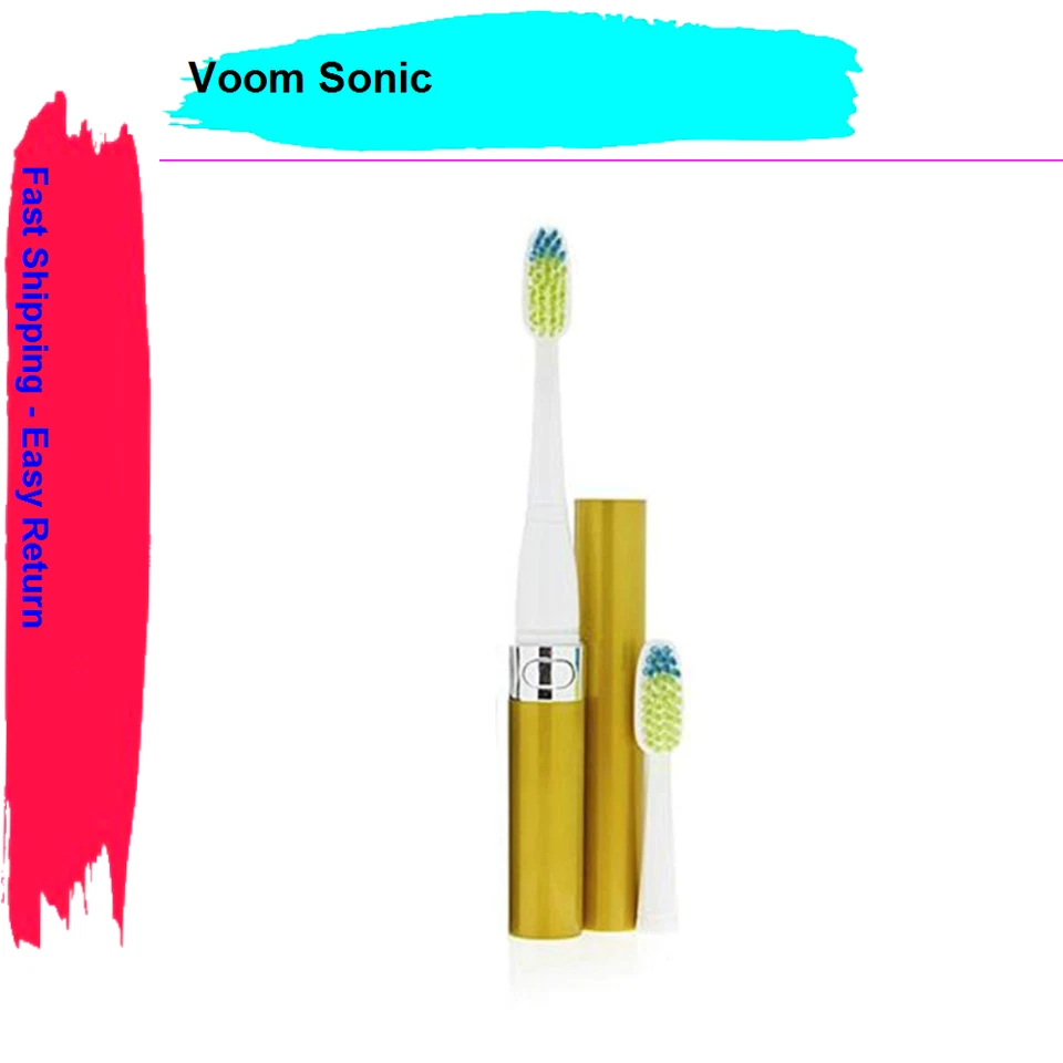 Voom Sonic Toothbrush Travel Go Series 2min Timer Auto off Gold Metallic Boxed