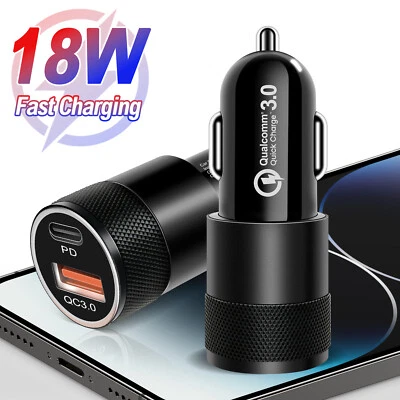 Adapter 18W USB Type-C PD Fast Phone Charger Car Plug For iPhone 15 Pro Max Plus - Image 1 of 4