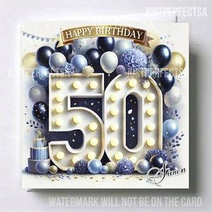 Men's 50th Birthday Card,Male,Stunning Mens 50th birthday card - Picture 1 of 7