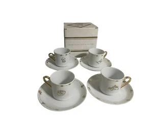 Vtg Set of 4 Looney Tunes After 6 Tea Cups Saucers White & Gold Inlay - Picture 1 of 24