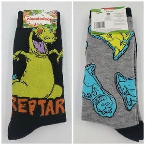 2 Pair Nickelodeon Socks Rugrats, Reptar Dinosaur, Men's Shoe 6-12, Gift L3 MP - Picture 1 of 3