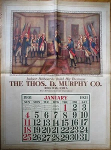 Patroitischer Werbekalender 1931 / 31" x 42" Plakat: George Washington Abschied - Bild 1 von 1