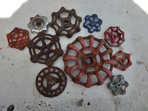 Lot of 10 Vintage Water Faucet Knobs Handles Spicket Industrial Steam Punk Cover