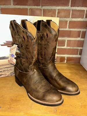 Nuevas Botas de Vaquero de Cuero Hechas a Mano Estrellas y Rayas México Marrón Oscuro Trabajo 11.5 Foto 1 de 4