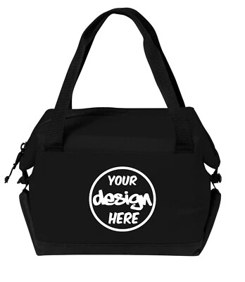 Bolsas refrigeradoras personalizadas de 6 latas con textos con logotipo personalizado con puntada de tinta Foto 1 de 4