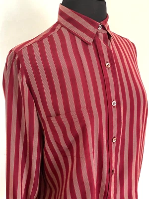 Auténtica blusa vintage de seda a rayas Chanel años 70 talla 40 YY221 Foto 1 de 4