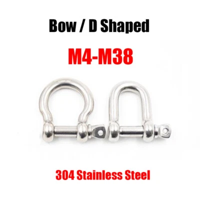 M4 M5 M6 M8 M10-M38 Bow/D Shaped Shackle Buckle 304 Stainless Steel Loop Eye Pin - Image 1 of 4
