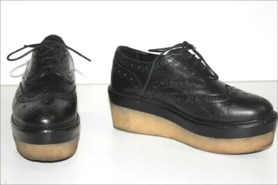 MINELLI Derbies Lacets Compensés Cuir Noir Doublés Cuir T 35 BE - Photo 1/4