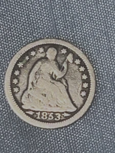 1853-O 5C Sitzende Freiheit Half Dime Pfeile zum Zeitpunkt, toll  - Bild 1 von 4