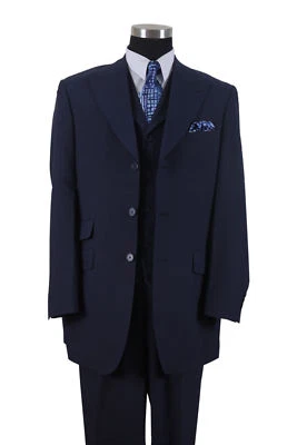 Traje de hombre 3 piezas de polipopelina de moda de 3 botones dos ventilaciones laterales longitud 35" M905-V Foto 1 de 2