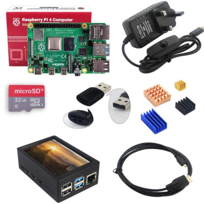 Raspberry Pi 4 2GB 4GB 8GB Starter Kit - 3.5 inch Touchscreen Case PSU SD Card - Image 1 of 4