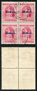 Samoa SG144 1d Viererblock (ein paar braune Flecken auf der Rückseite) Katze 96++ Pfund - Bild 1 von 1
