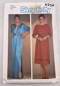 VTG 80's ~ Simplicity Pattern #6206 ~ Pullover Dress 2 Lengths ~ Sizes 8-10-12 - Picture 1 of 3