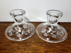 Vintage Avon Collection Hummingbird Crystal Candle Holders 24% Lead Crystal - Picture 1 of 8