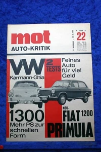 MOT 22/65 VW Karmann Ghia 1300 NSU Fiat Primula 1200 - Picture 1 of 2