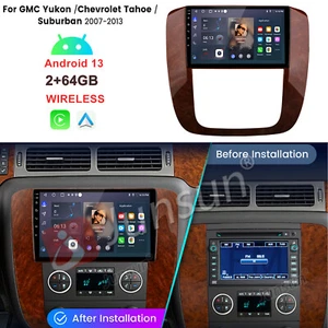 64GB CarPlay For GMC Yukon Chevy Tahoe Suburban Android 13 Car Radio Stereo GPS - Picture 1 of 18