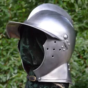 Casco Burgonet Alemán Medieval Sca Larp Caballero Casco de Acero Brazo de Guerrero de Batalla - Imagen 1 de 6