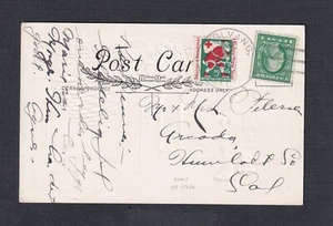 USA 1916 #WX18c XMAS SEAL TIED ON HOLIDAY POSTCARD SOLVANG CALIFORNIA - Picture 1 of 2