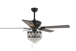 New Bella Depot Ceiling Fan With chandelier crystal Light with remote BD2051-B - Picture 1 of 4