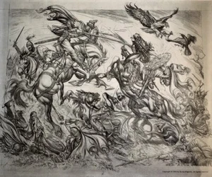 BURNE HOGARTH HANDSIGNIERT UND NUMMERIERT KING ARTHUR DRUCKE SET VON ZWEI LITHOS NM - Bild 1 von 11